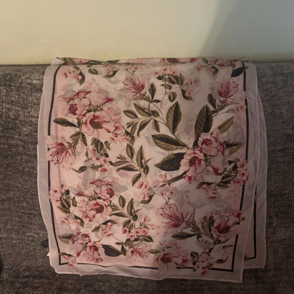 White House Black Market Floral Scarf - Pink and Green